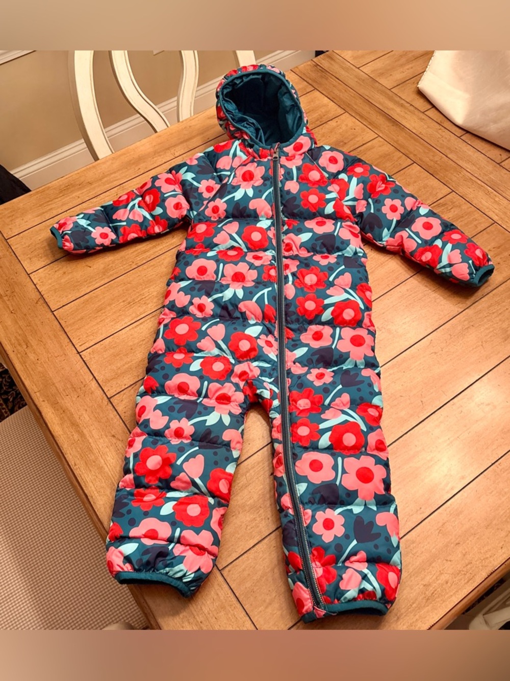 Hanna Andersson Baby Floral Printed Snowsuit, Size 90 / 3T
